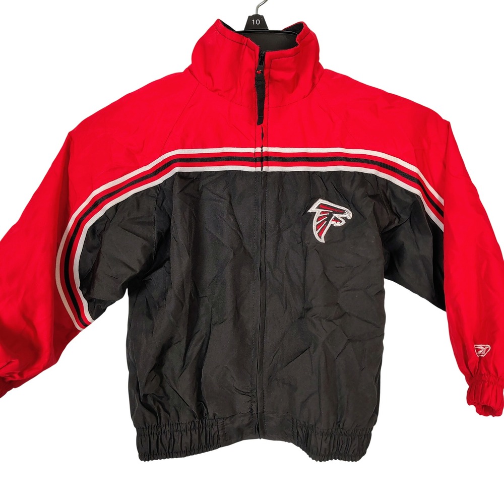 NFL Atlanta Falcons Youth Small‎ 4 Windbreaker Jacket Red Black Full Zip Logo